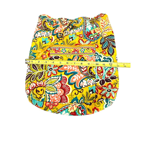 Vera Bradley Provencal Drawstring Backsack Front Pocket Quilt Yellow Blu Retired - Picture 8 of 8